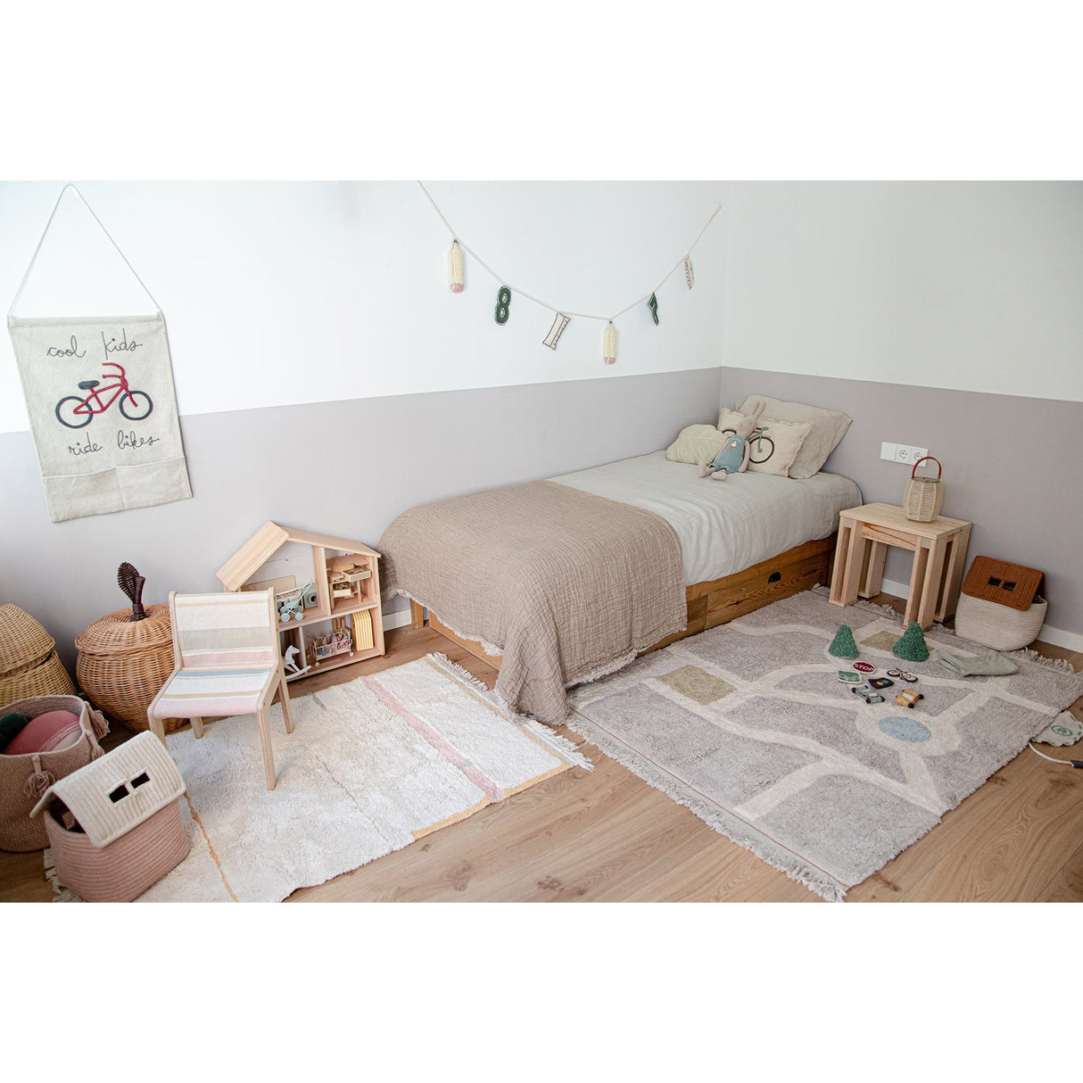 Eco-City Lanes Vintage Nude Washable Area Rug