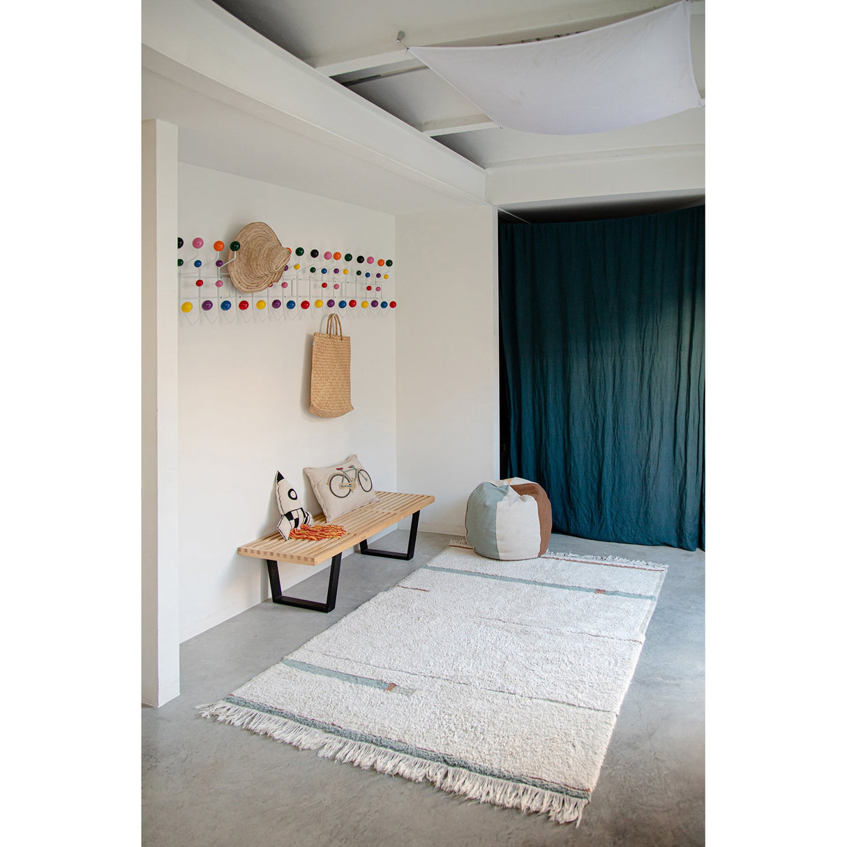 Eco-City Lanes Vintage Blue Washable Area Rug