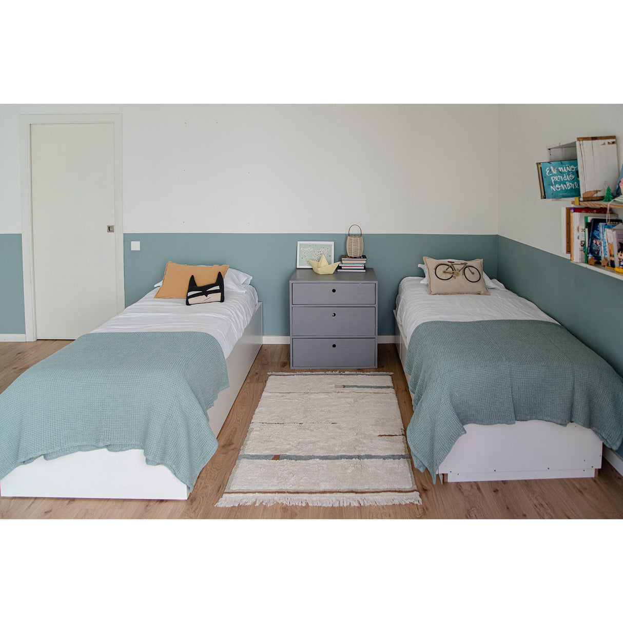 Eco-City Lanes Vintage Blue Washable Area Rug