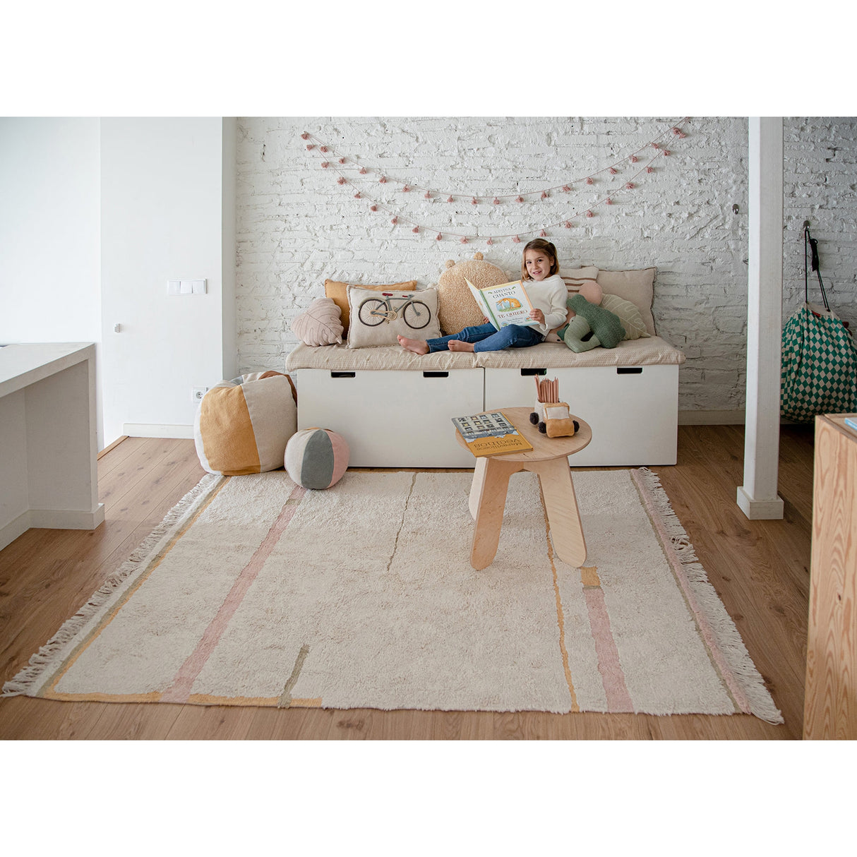 Eco-City Lanes Vintage Nude Washable Area Rug