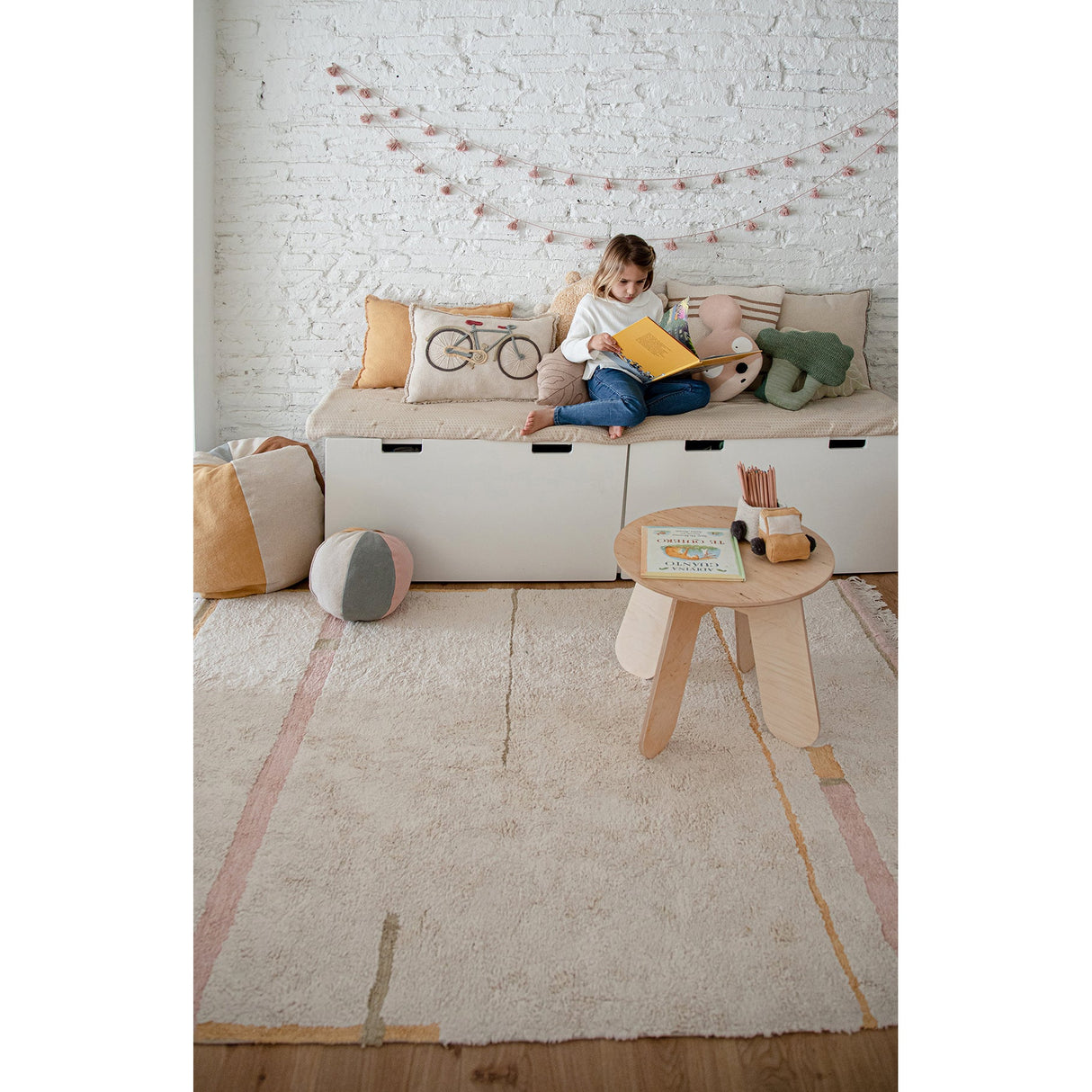 Eco-City Lanes Vintage Nude Washable Area Rug