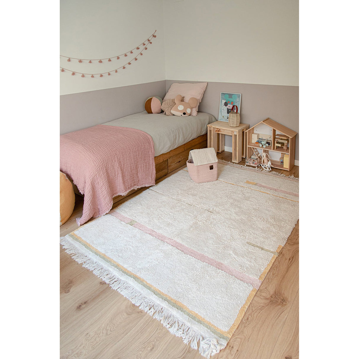 Eco-City Lanes Vintage Nude Washable Area Rug