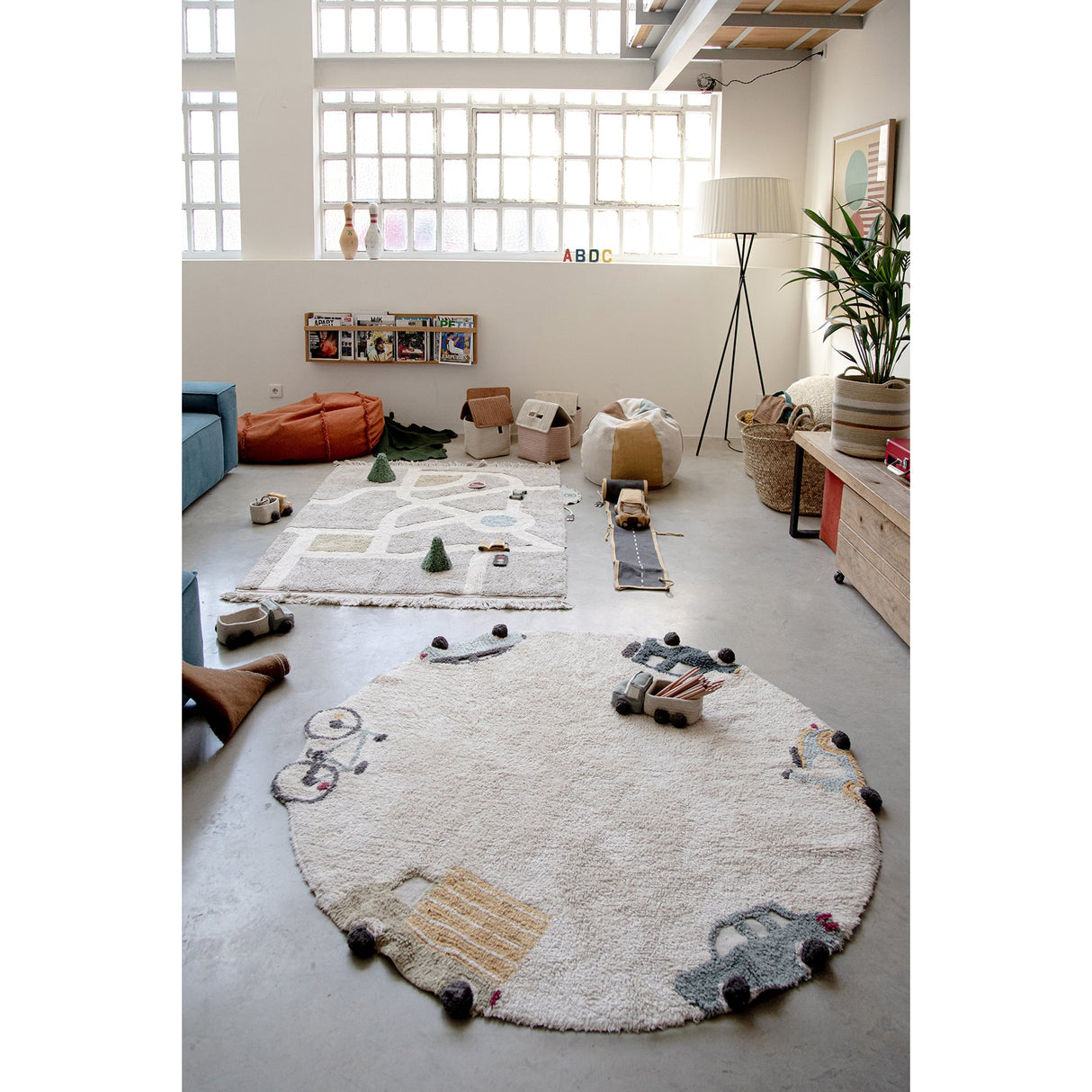 Eco-City Wheels Washable Round Area Rug