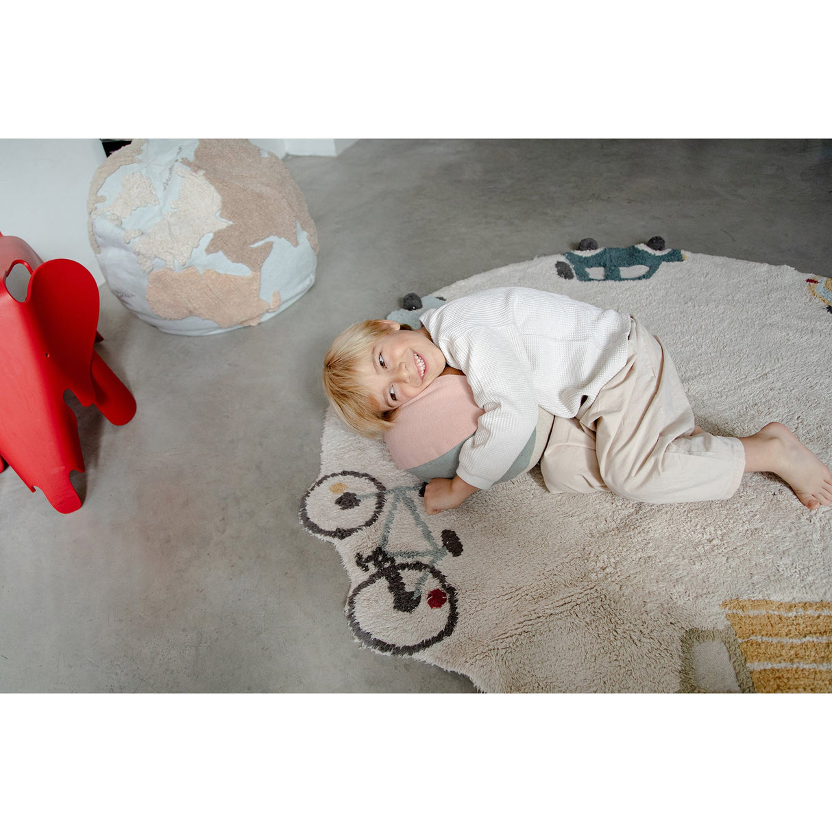 Eco-City Wheels Washable Round Area Rug