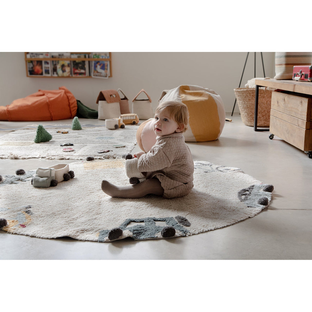 Eco-City Wheels Washable Round Area Rug