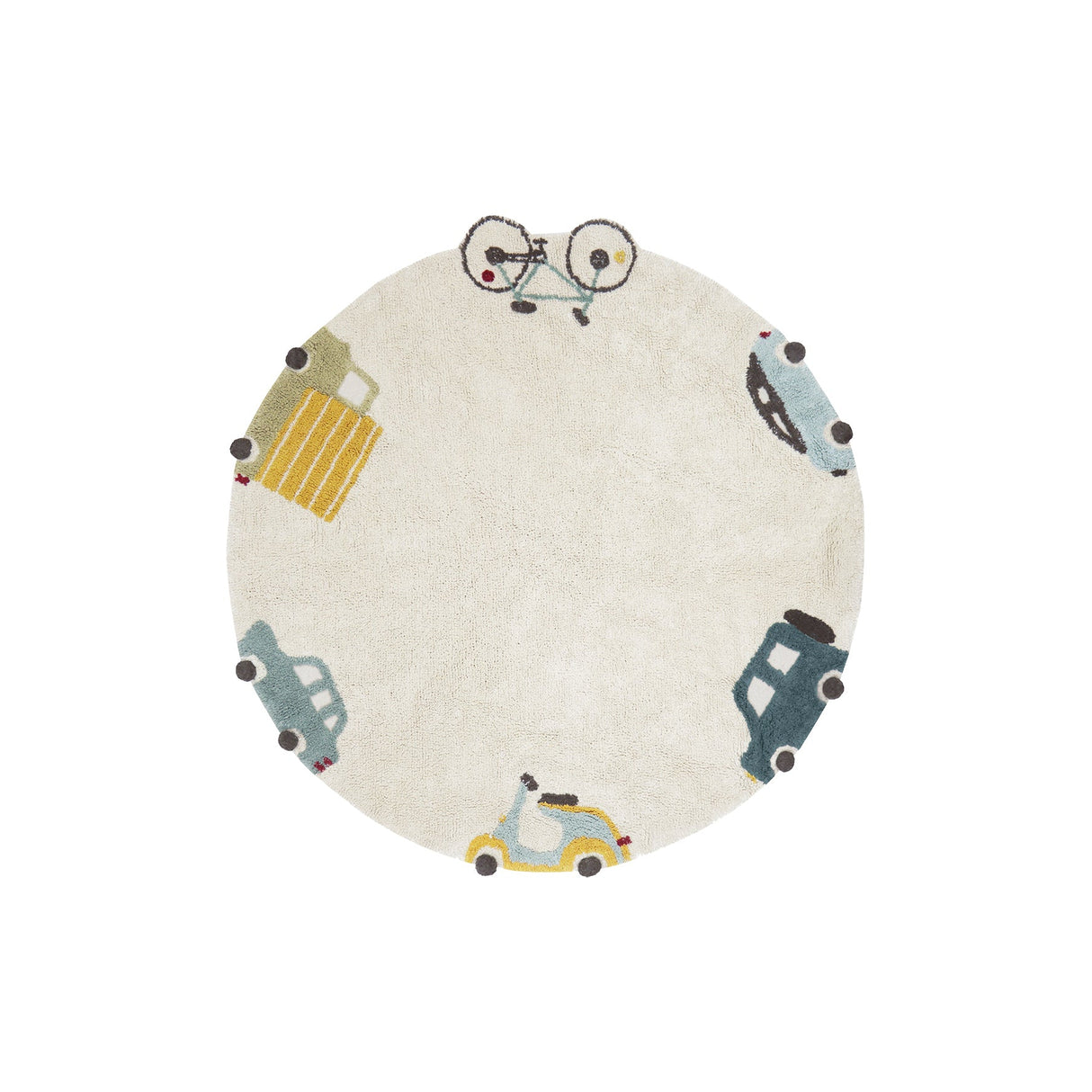 Eco-City Wheels Washable Round Area Rug