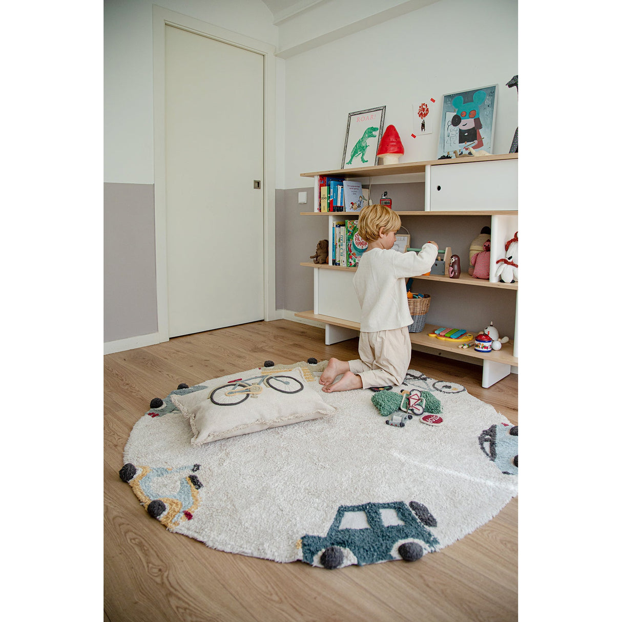 Eco-City Wheels Washable Round Area Rug