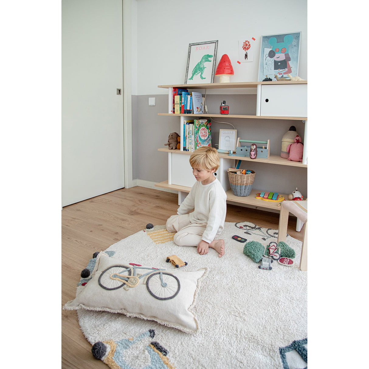 Eco-City Wheels Washable Round Area Rug