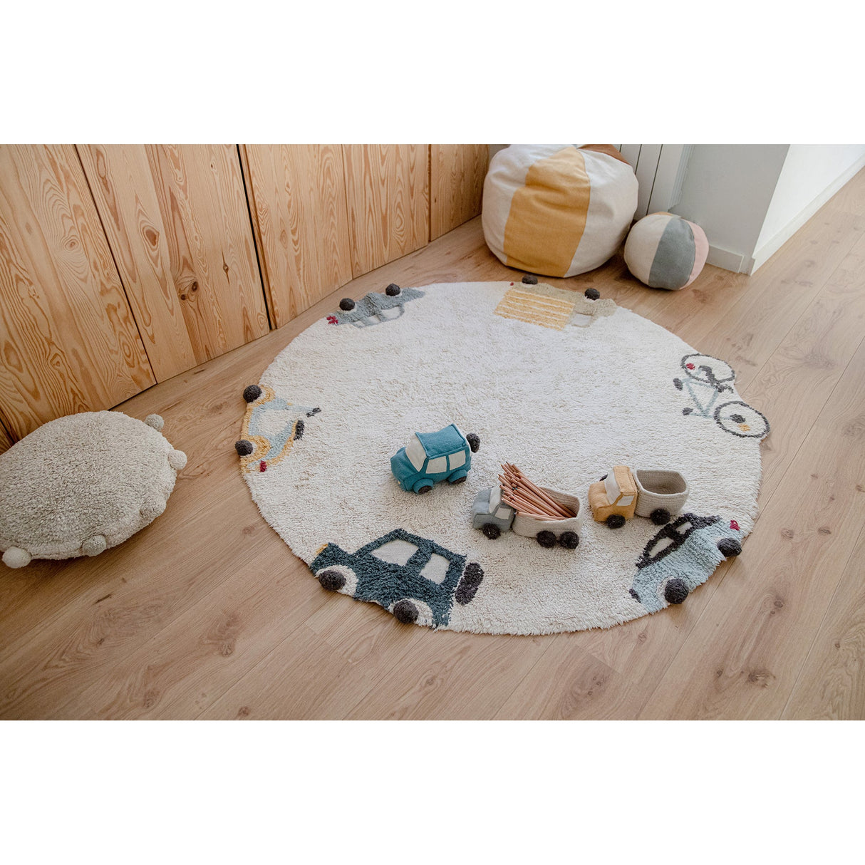 Eco-City Wheels Washable Round Area Rug