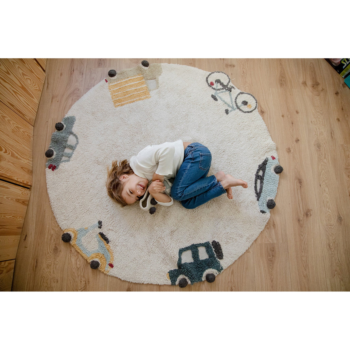 Eco-City Wheels Washable Round Area Rug