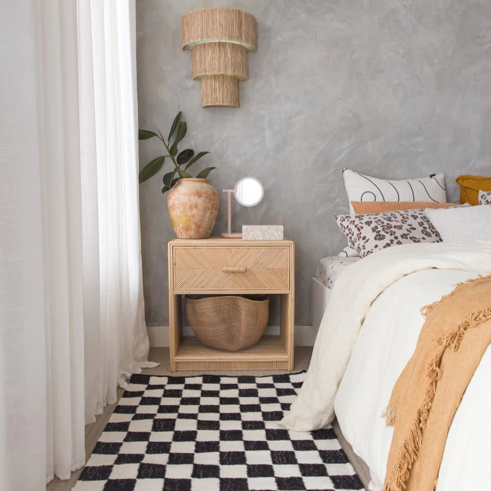 Checkered Black White Area Rug