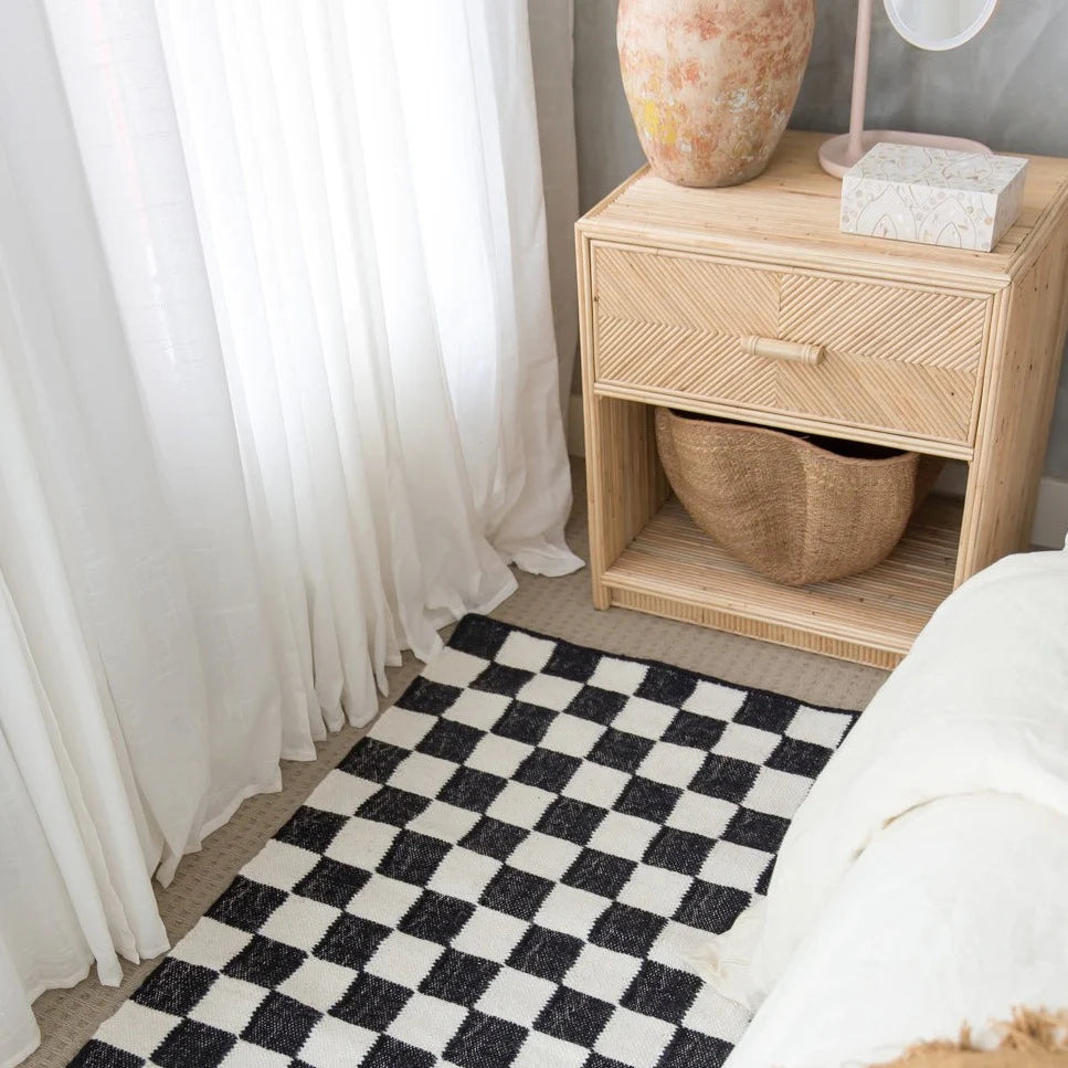 Checkered Black White Area Rug