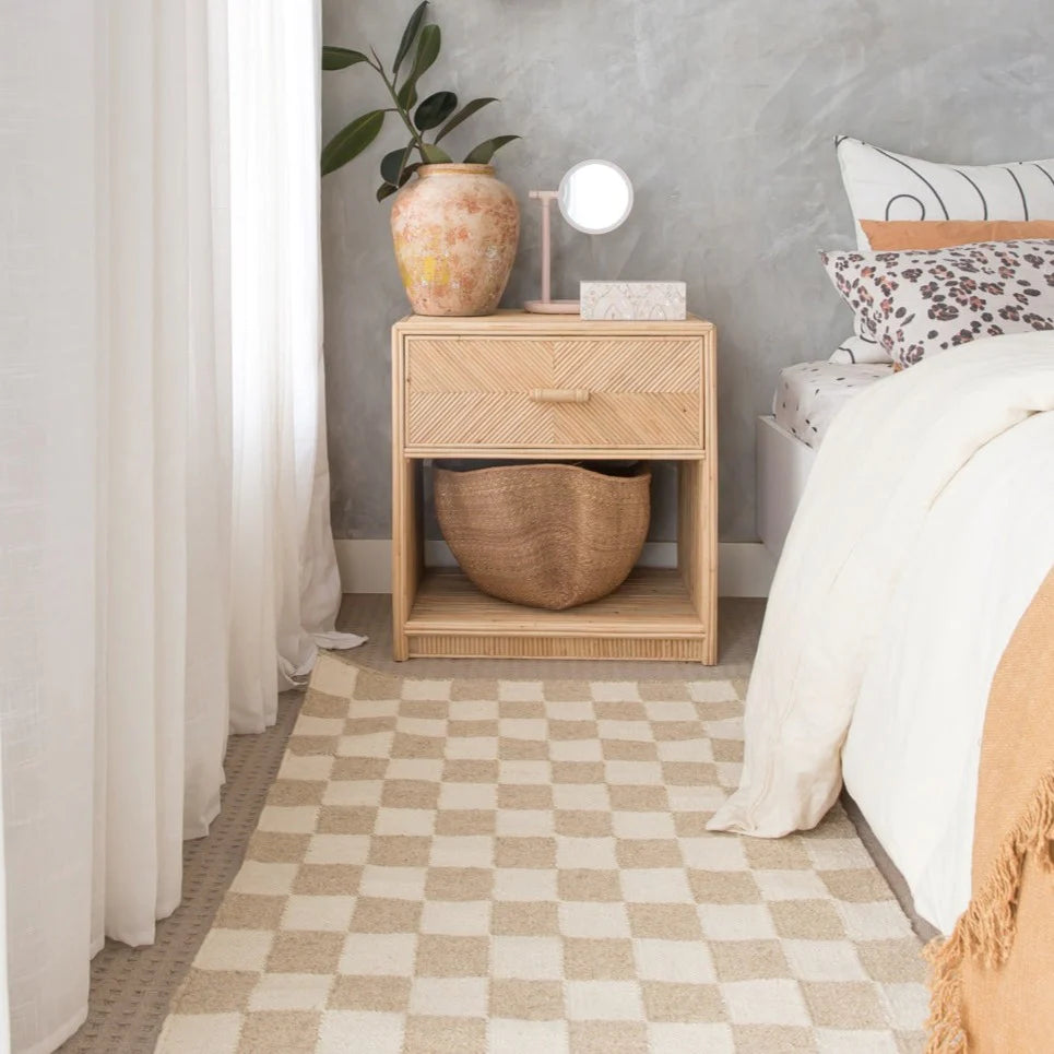 Checkered Natural Cream Area Rug