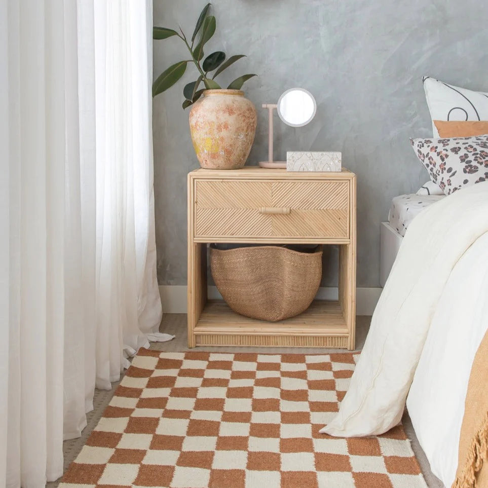 Checkered Rust Natural Area Rug