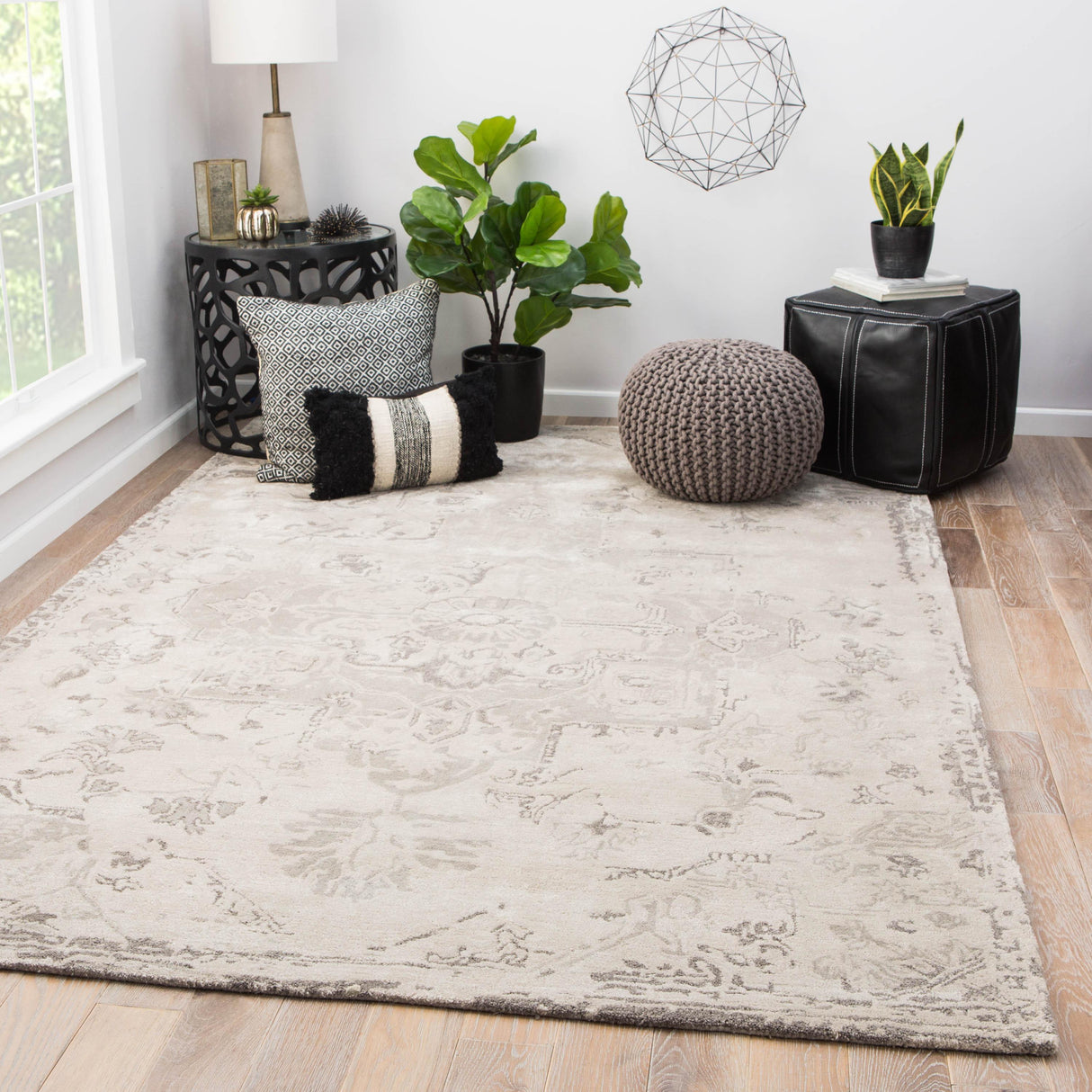 Rugs by Roo | Jaipur Living Sasha Handmade Medallion Taupe Gray Area Rug-RUG138696