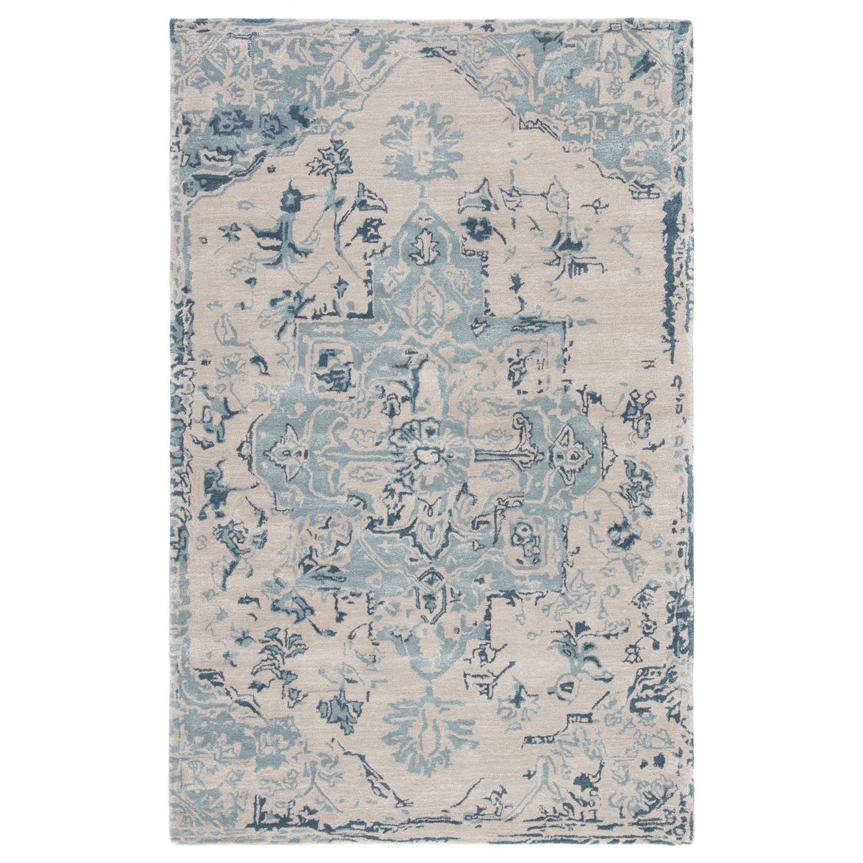 Rugs by Roo | Jaipur Living Sasha Handmade Medallion Beige Dark Blue Area Rug-RUG138699