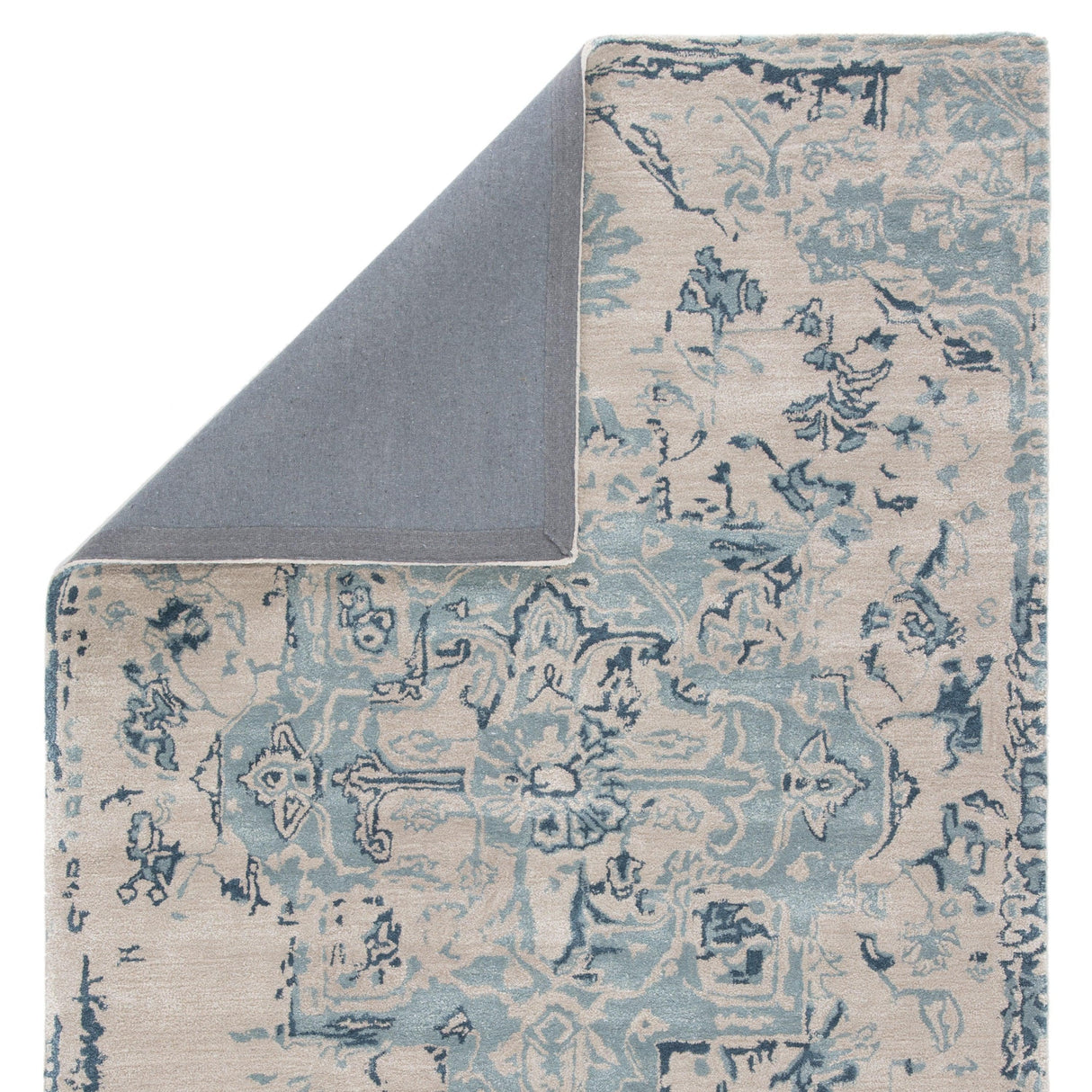 Rugs by Roo | Jaipur Living Sasha Handmade Medallion Beige Dark Blue Area Rug-RUG138699