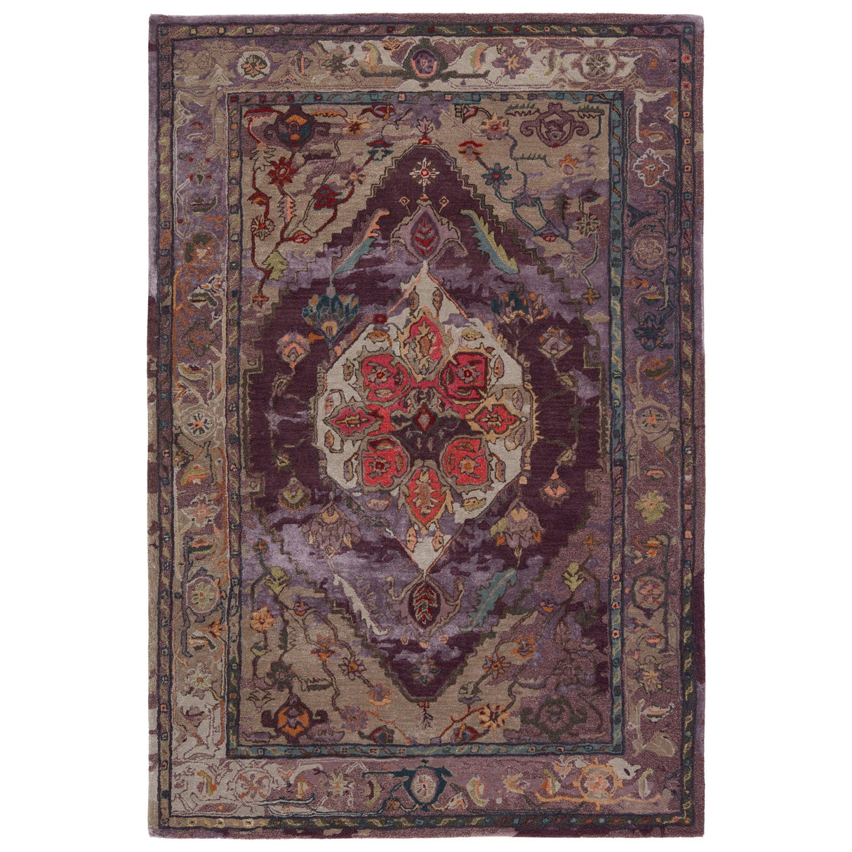 Rugs by Roo | Jaipur Living Raisa Handmade Medallion Purple Gray Area Rug-RUG151569