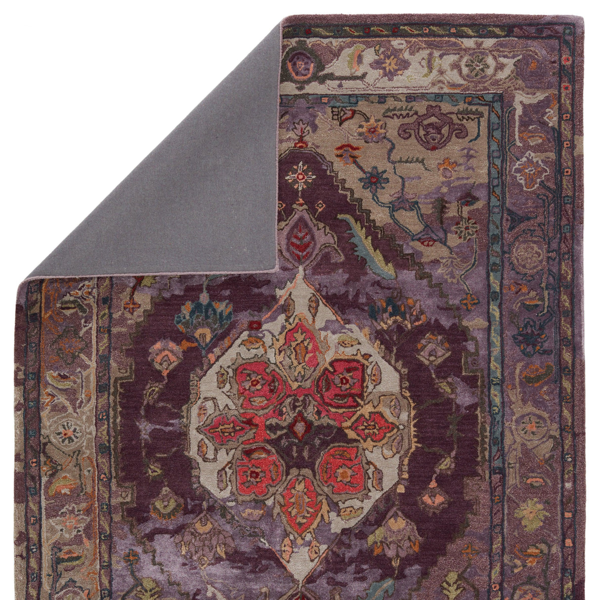 Rugs by Roo | Jaipur Living Raisa Handmade Medallion Purple Gray Area Rug-RUG151569