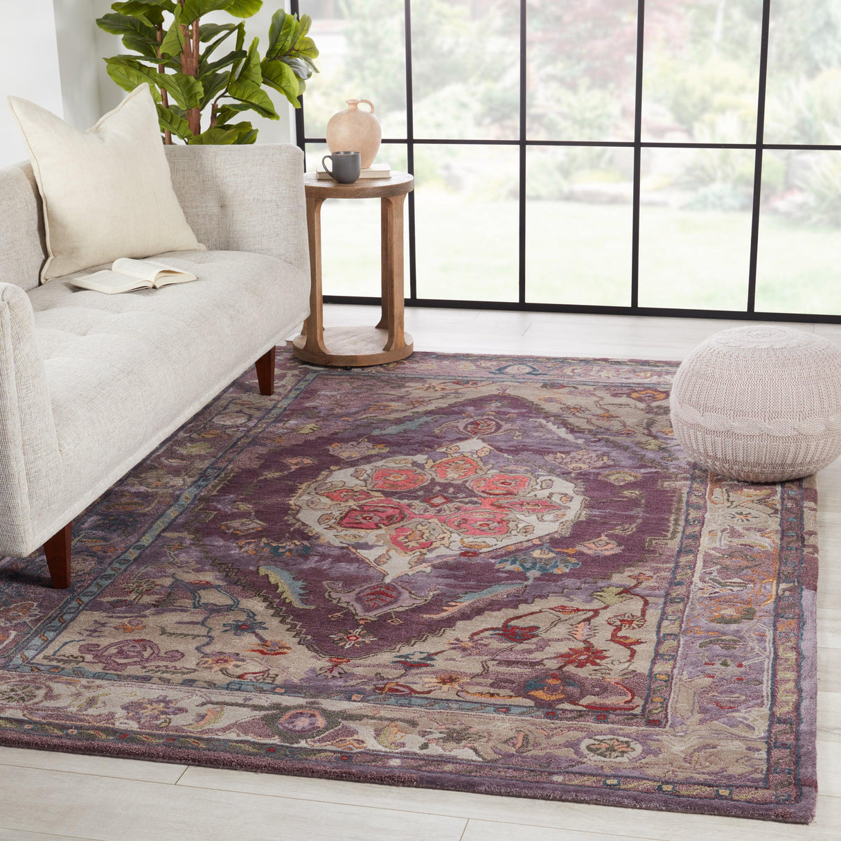 Rugs by Roo | Jaipur Living Raisa Handmade Medallion Purple Gray Area Rug-RUG151569