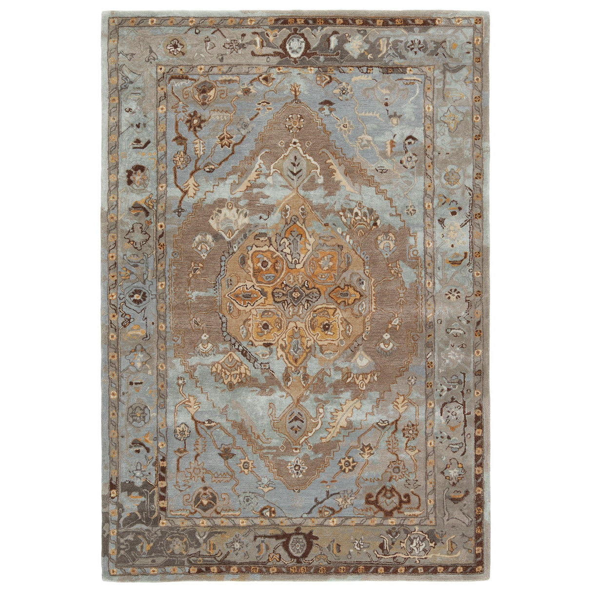 Rugs by Roo | Jaipur Living Raisa Handmade Medallion Gray Gold Area Rug-RUG151573