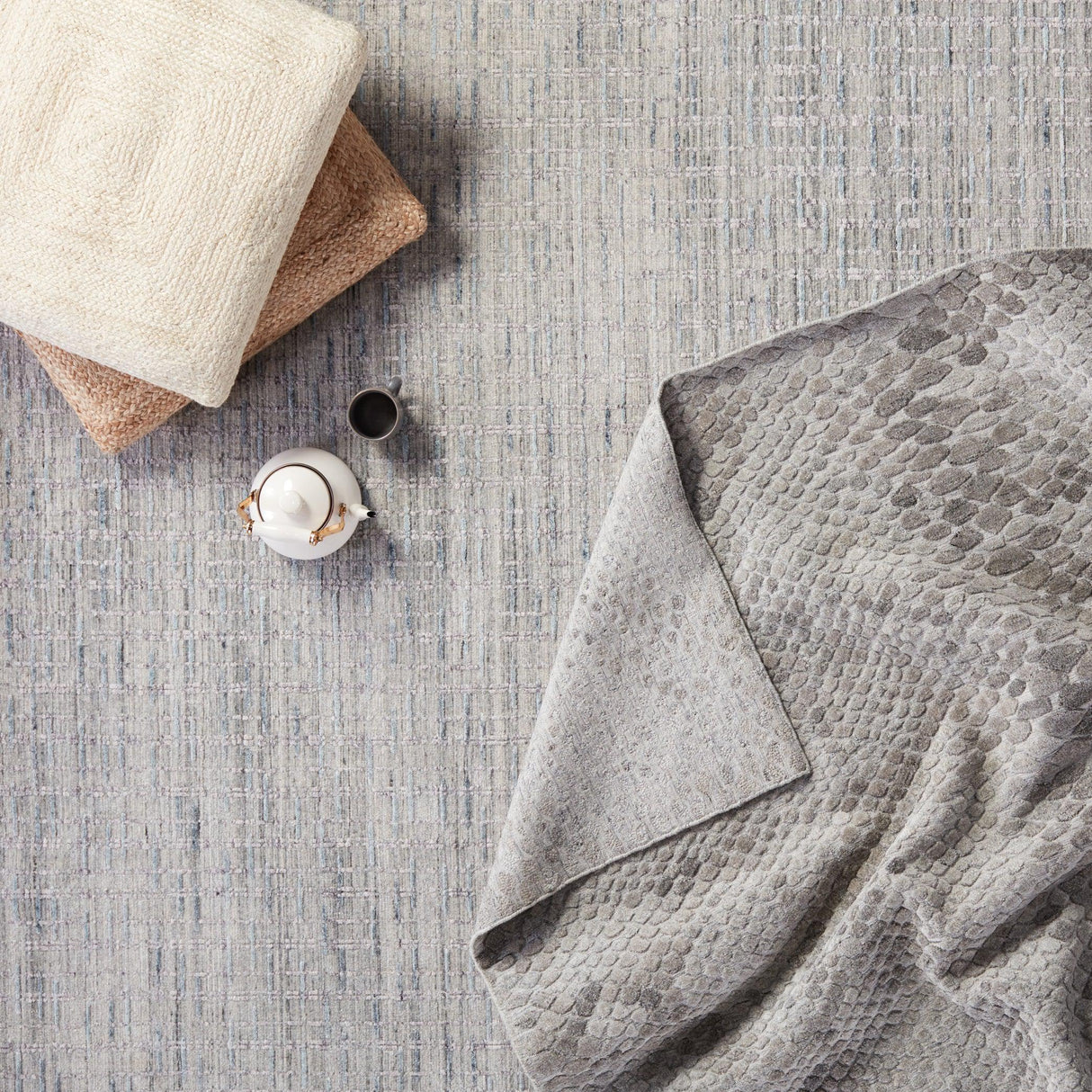 Rugs by Roo | Jaipur Living Thaddea Handmade Striped Light Gray Blue Area Rug-RUG149986