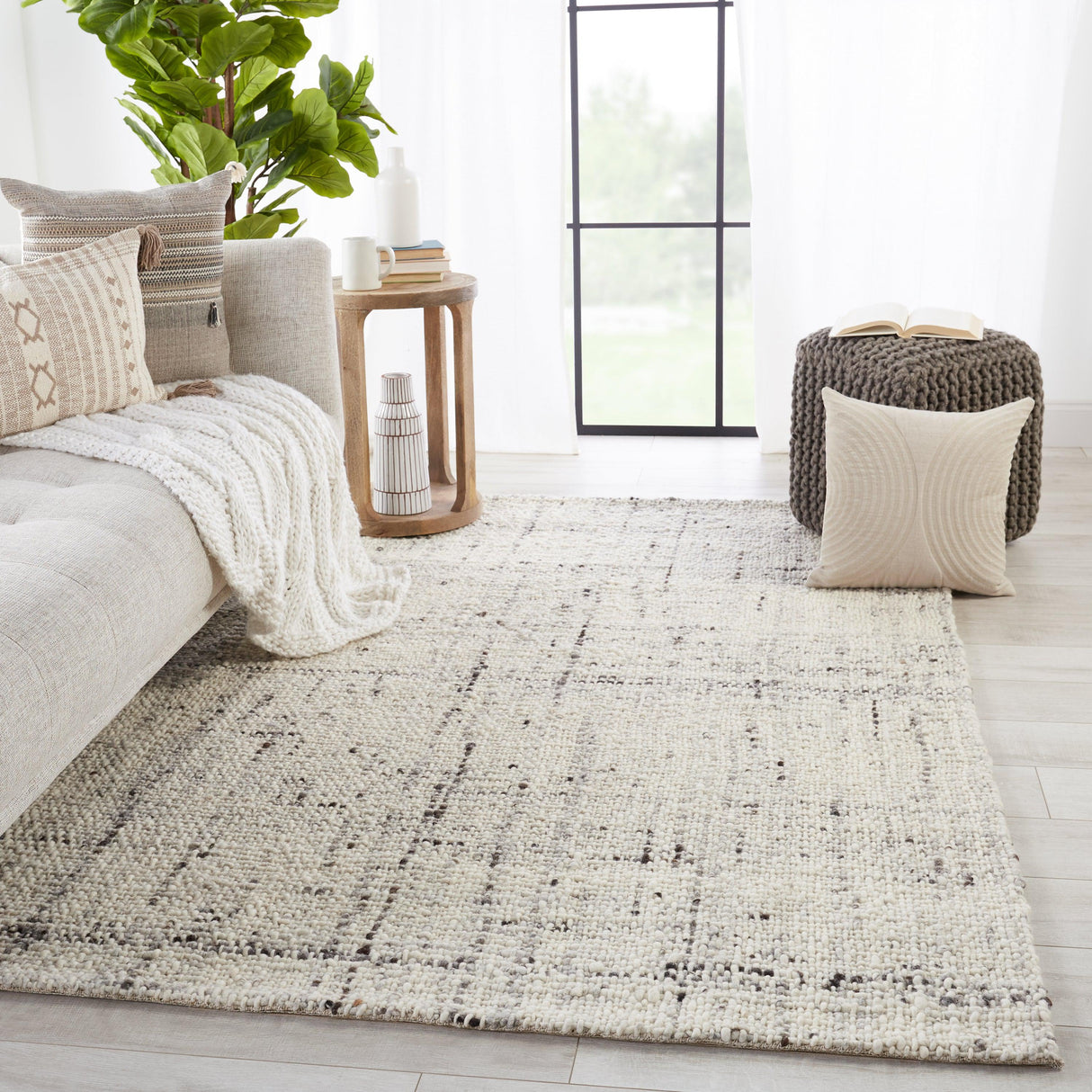 Rugs by Roo | Jaipur Living Season Handmade Solid Ivory Gray Area Rug-RUG149470