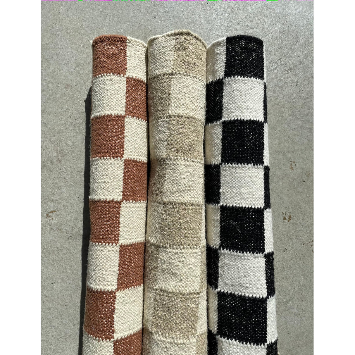 Checkered Natural Cream Area Rug