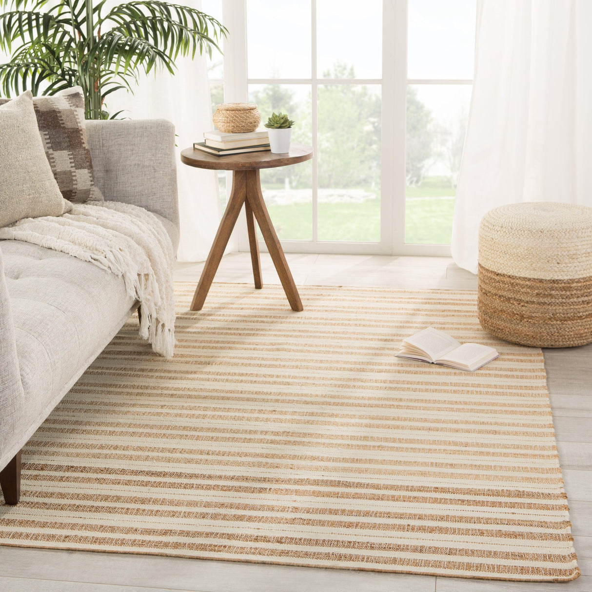 Rugs by Roo | Jaipur Living Rey Natural Striped Tan Ivory Area Rug-RUG146017