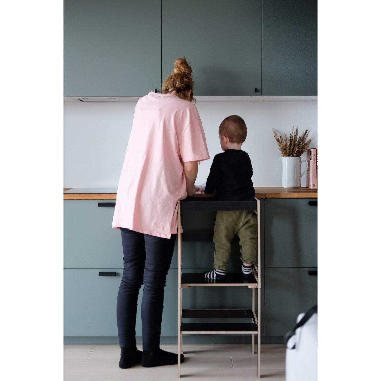 Rugs by Roo | Lakaluk Wooden Flush Multi-Function Kids Chair Table Learning Tower-1124 Grey