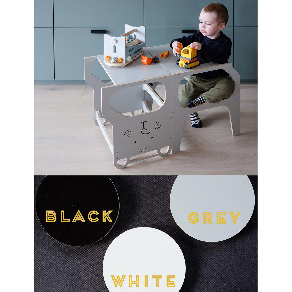 Rugs by Roo | Lakaluk Wooden Teddy Multi-Function Kids Chair Table Learning Tower-1125