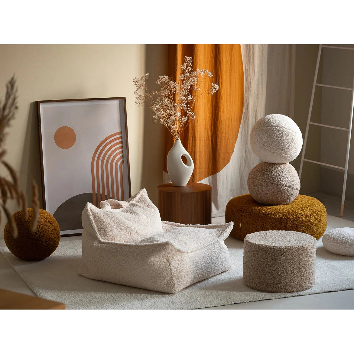 Cream White Beanbag Chair