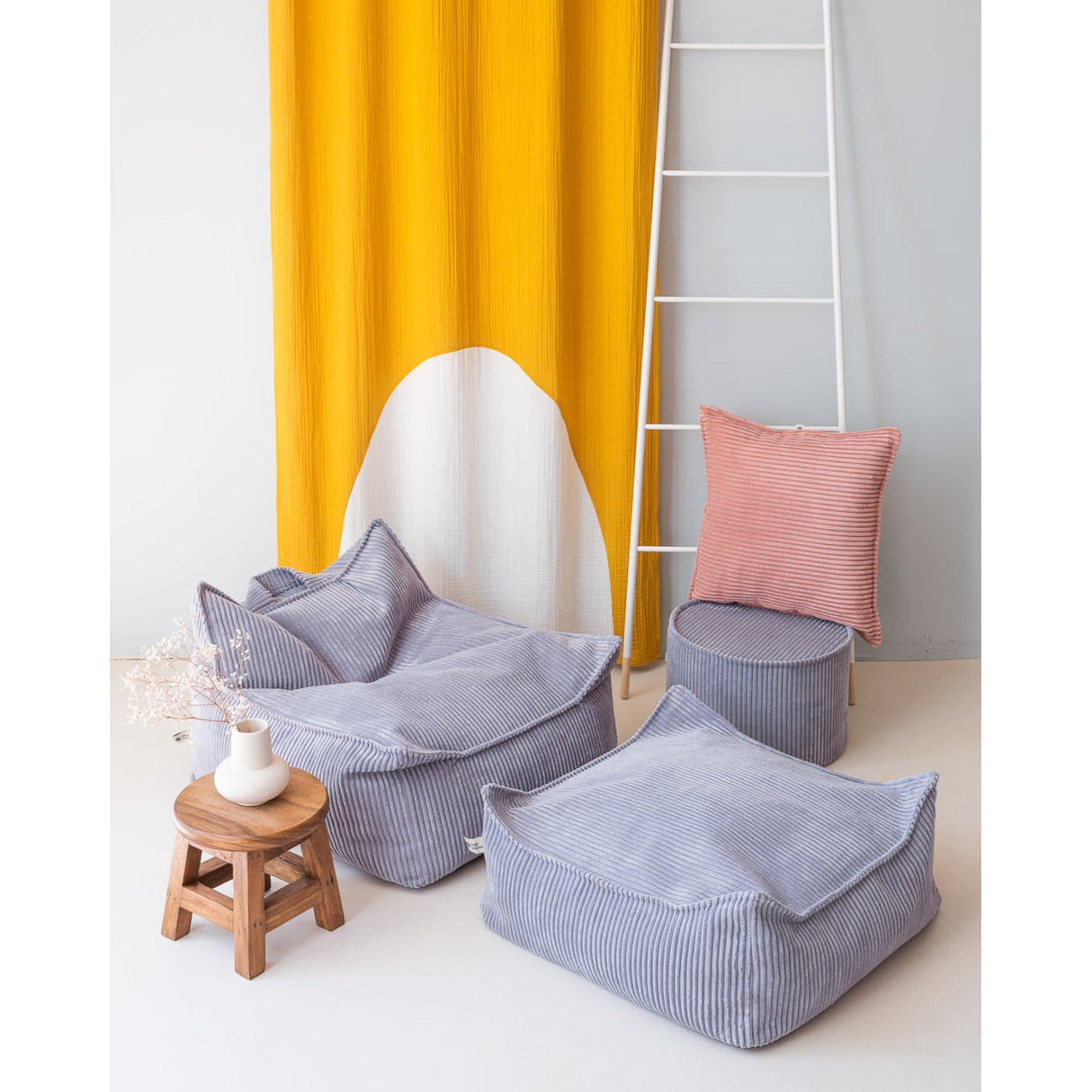 Blueberry Blue Square Ottoman