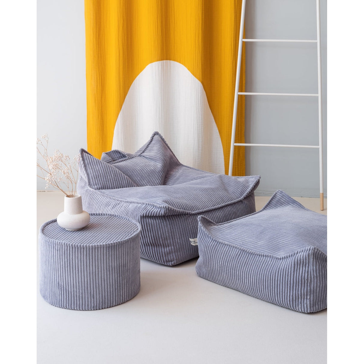 Blueberry Blue Square Ottoman