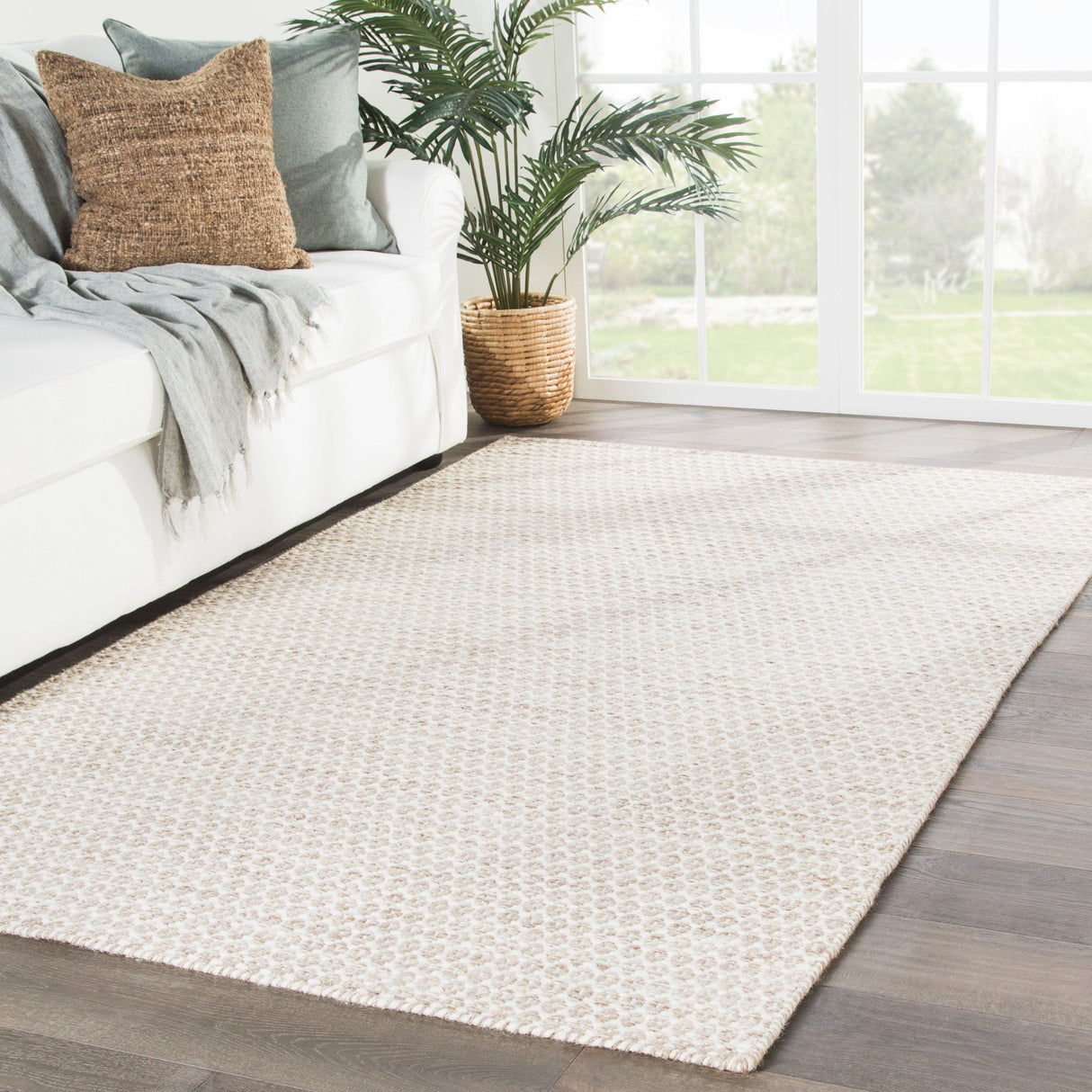 Rugs by Roo | Jaipur Living Pompano Handmade Trellis Beige Ivory Area Rug-RUG140409