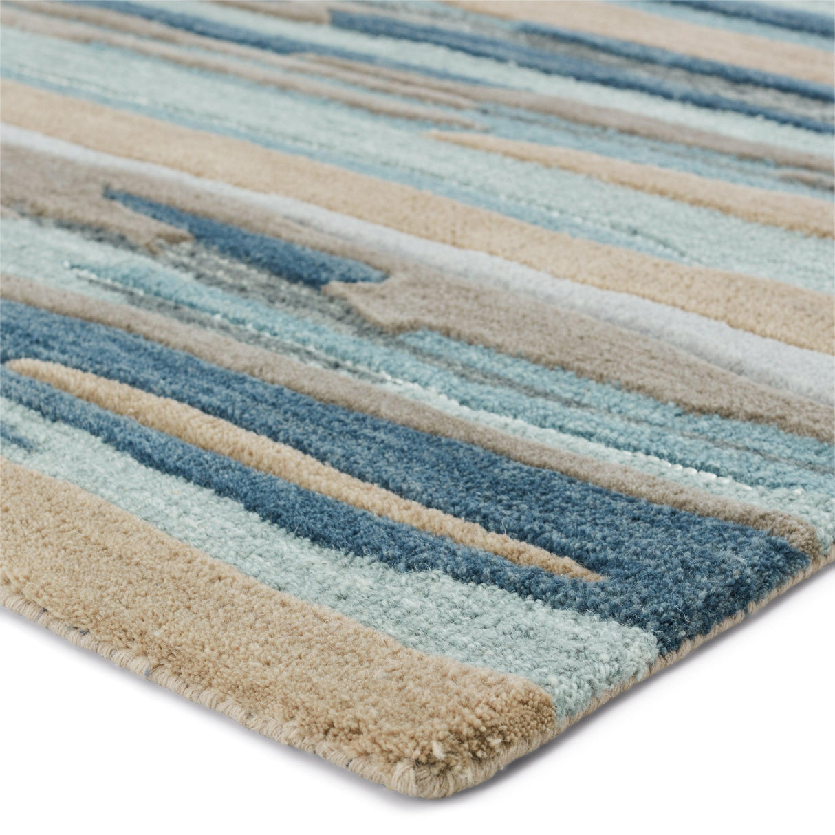 Rugs by Roo | Jaipur Living Rhine Handmade Striped Blue Beige Area Rug-RUG153394