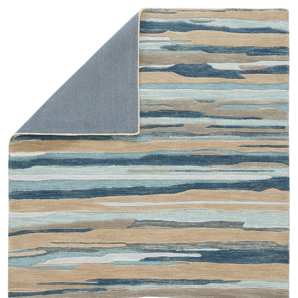 Rugs by Roo | Jaipur Living Rhine Handmade Striped Blue Beige Area Rug-RUG153394