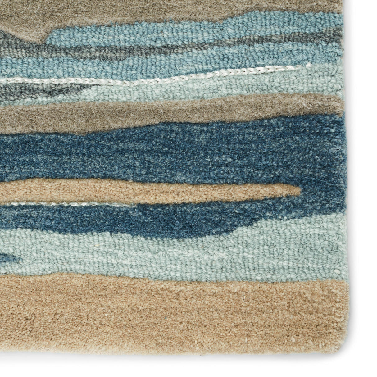 Rugs by Roo | Jaipur Living Rhine Handmade Striped Blue Beige Area Rug-RUG153394