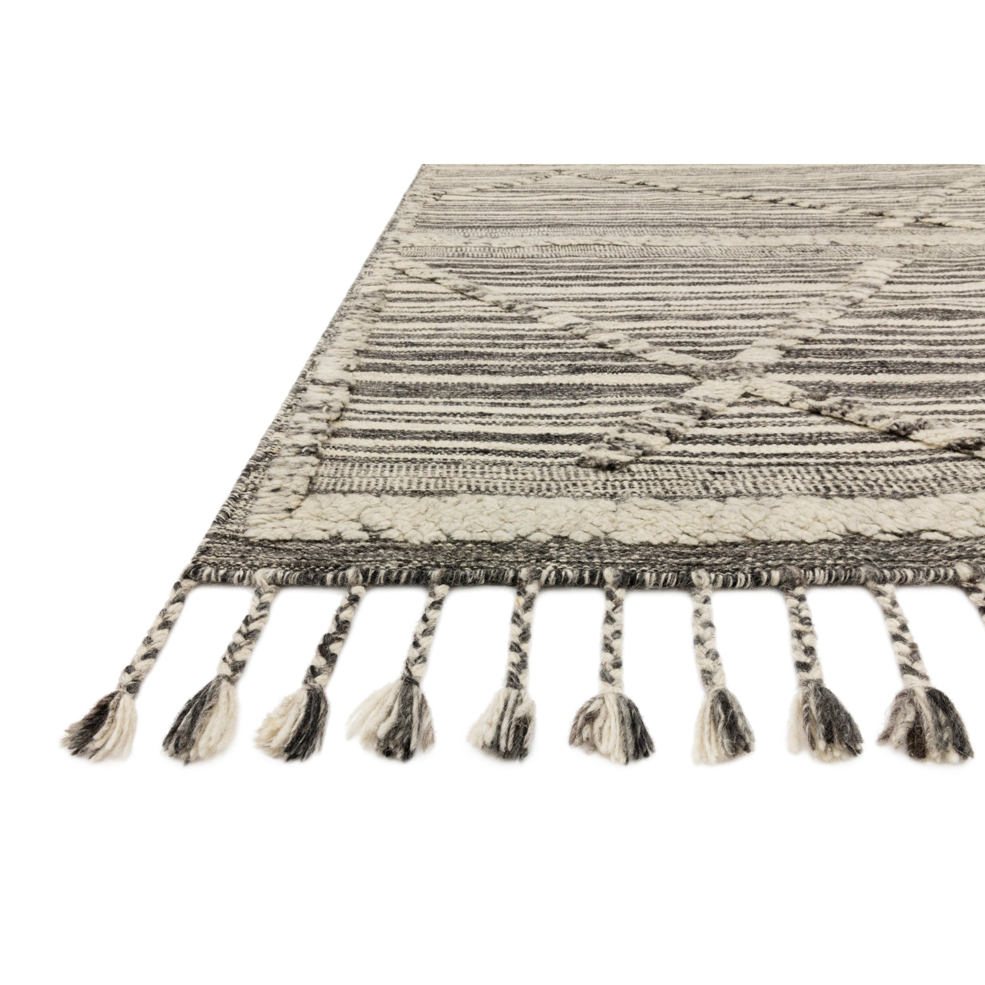 Rugs by Roo Loloi Iman Ivory Charcoal Area Rug in size 18" x 18" Sample