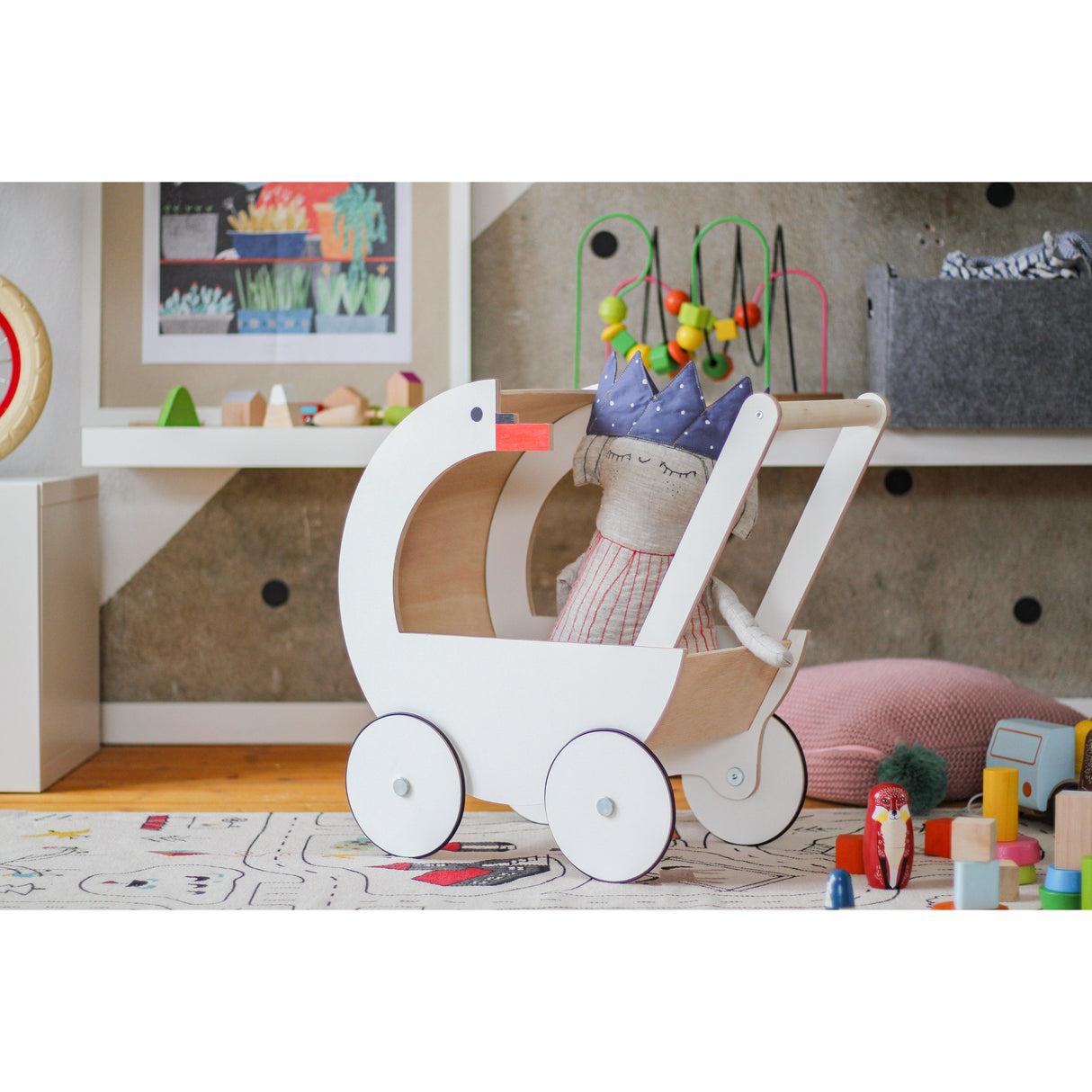 Rugs by Roo | Lakaluk Wooden Swan Doll's Pram-1116