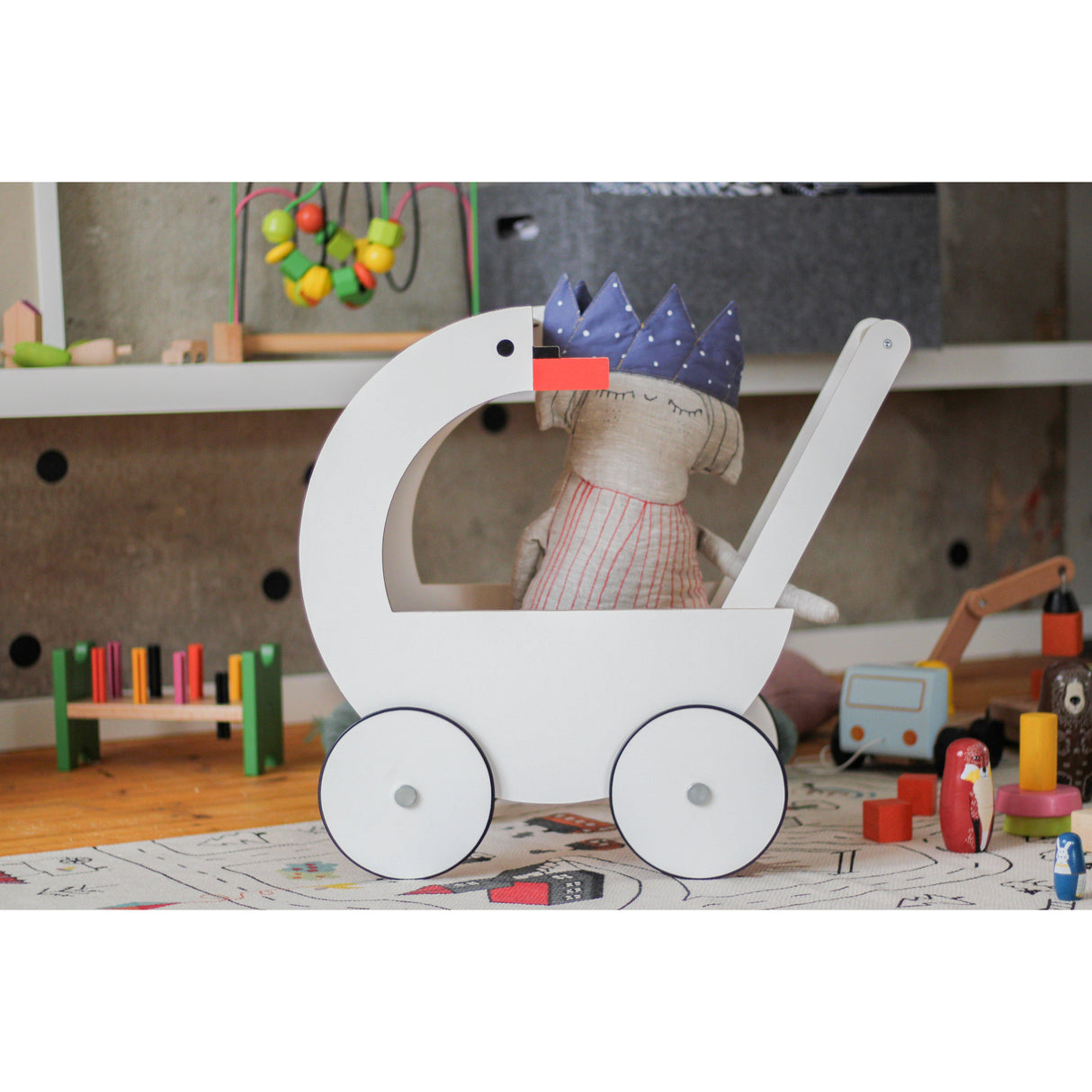 Rugs by Roo | Lakaluk Wooden Swan Doll's Pram-1116