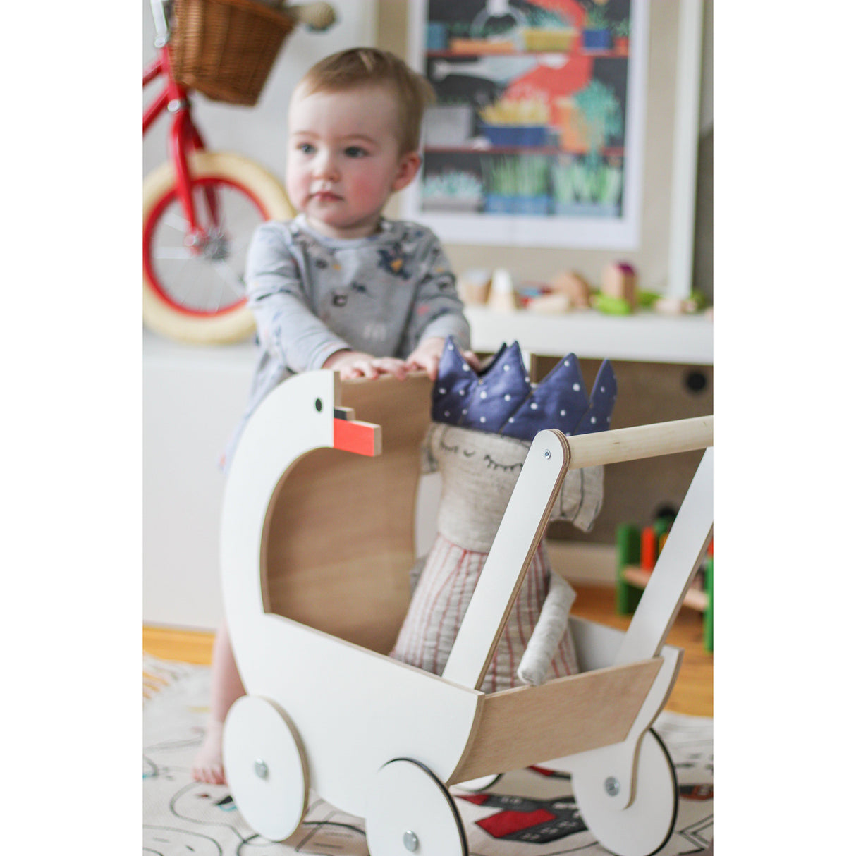 Rugs by Roo | Lakaluk Wooden Swan Doll's Pram-1116