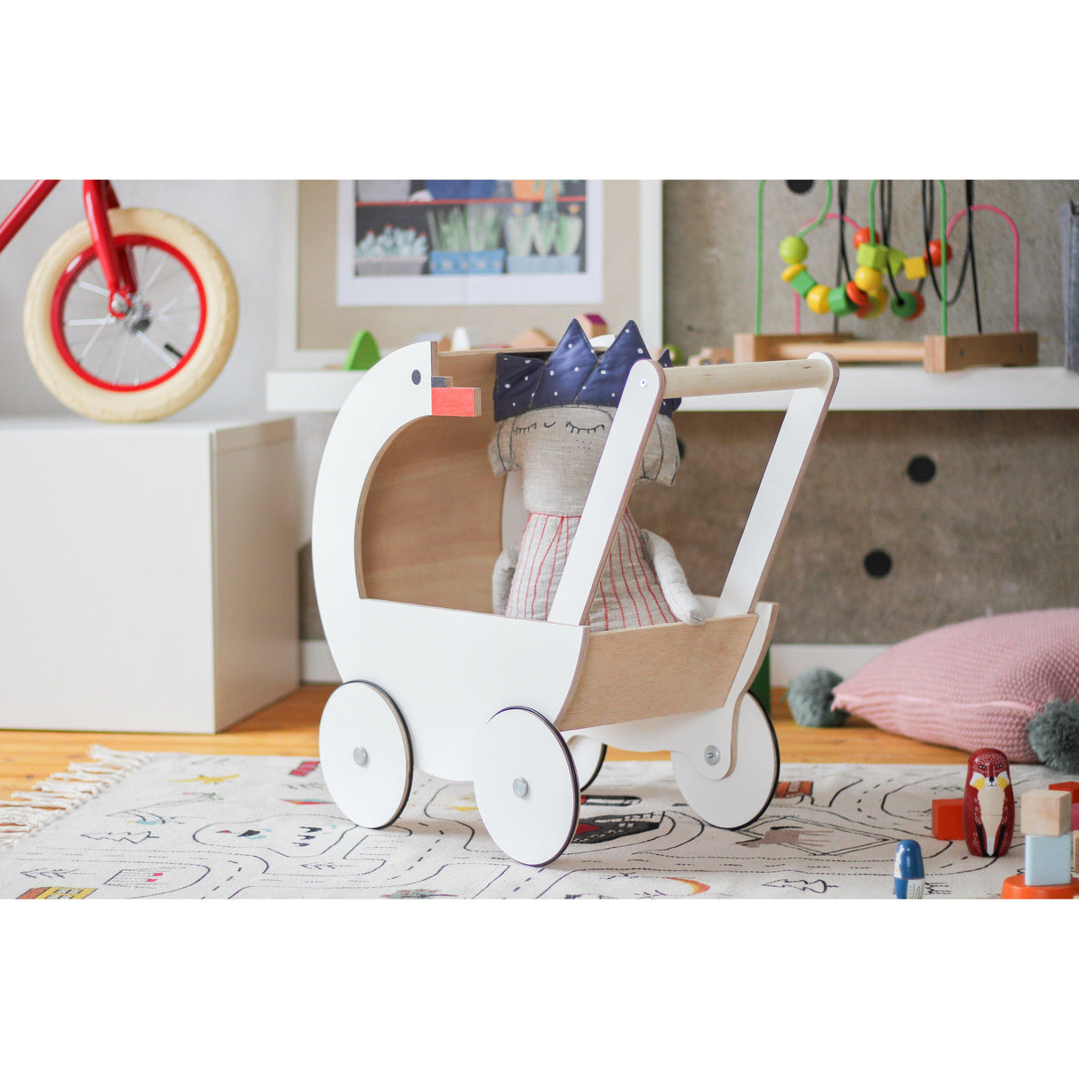 Rugs by Roo | Lakaluk Wooden Swan Doll's Pram-1116