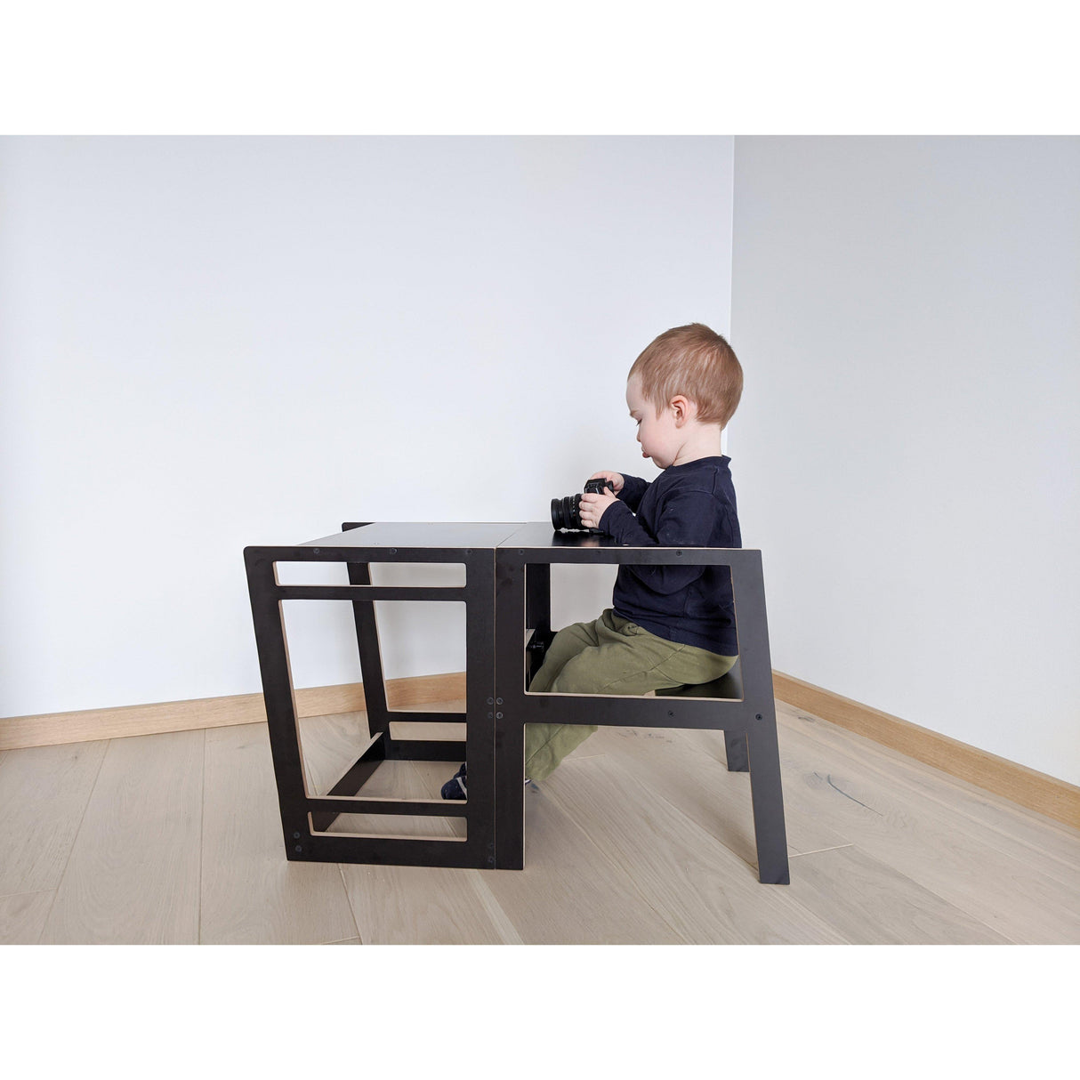 Rugs by Roo | Lakaluk Wooden Flush Multi-Function Kids Chair Table Learning Tower-1124 Grey