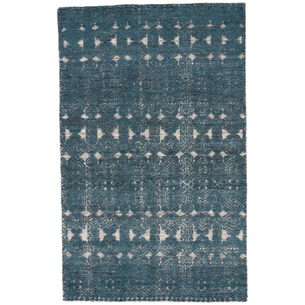 Abelle Hand-Knotted Medallion Teal White Area Rug