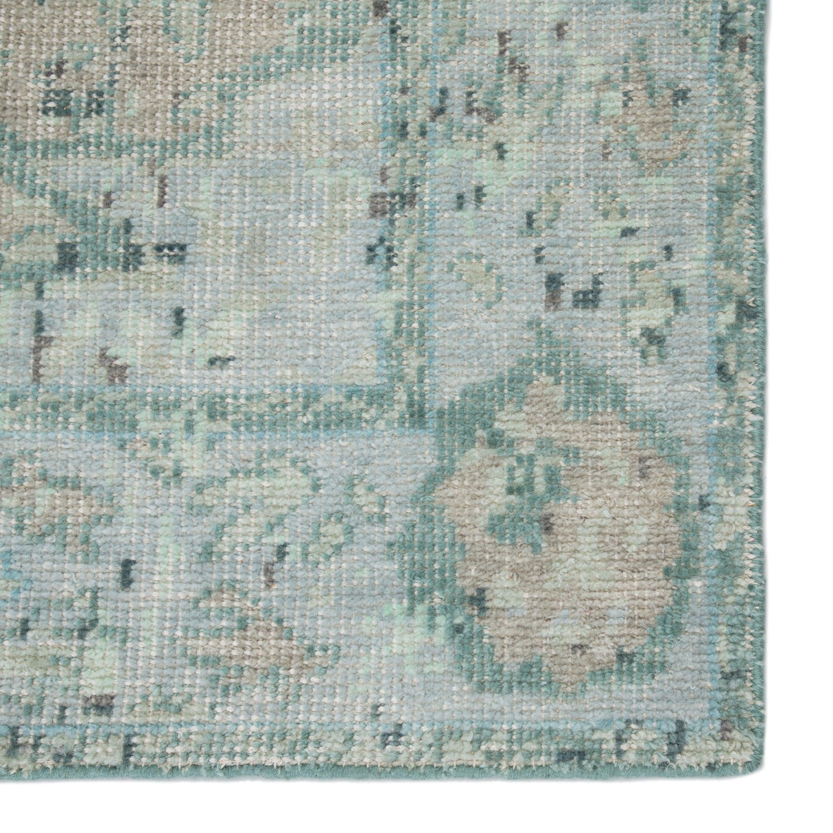 Rugs by Roo | Jaipur Living Alessia Hand-Knotted Bordered Aqua Beige Area Rug-RUG132909