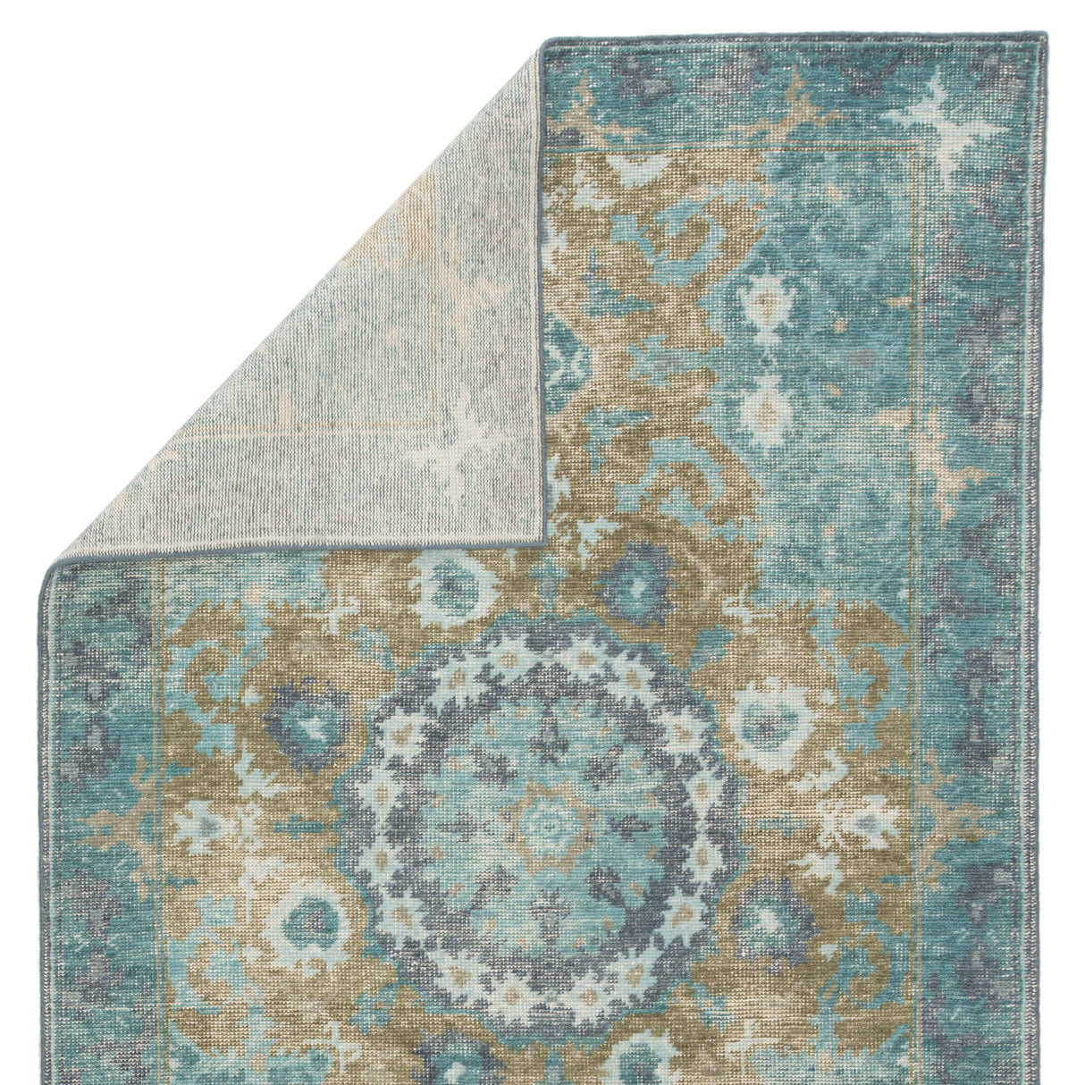 Rugs by Roo | Jaipur Living Modify Hand-Knotted Medallion Teal Olive Area Rug-RUG130212
