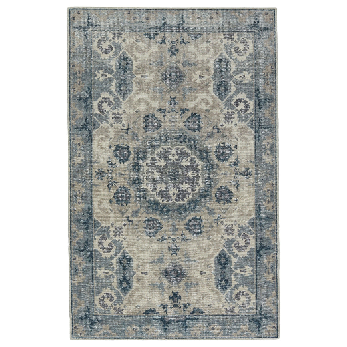 Rugs by Roo | Jaipur Living Modify Hand-Knotted Medallion Blue Light Gray Area Rug-RUG130203