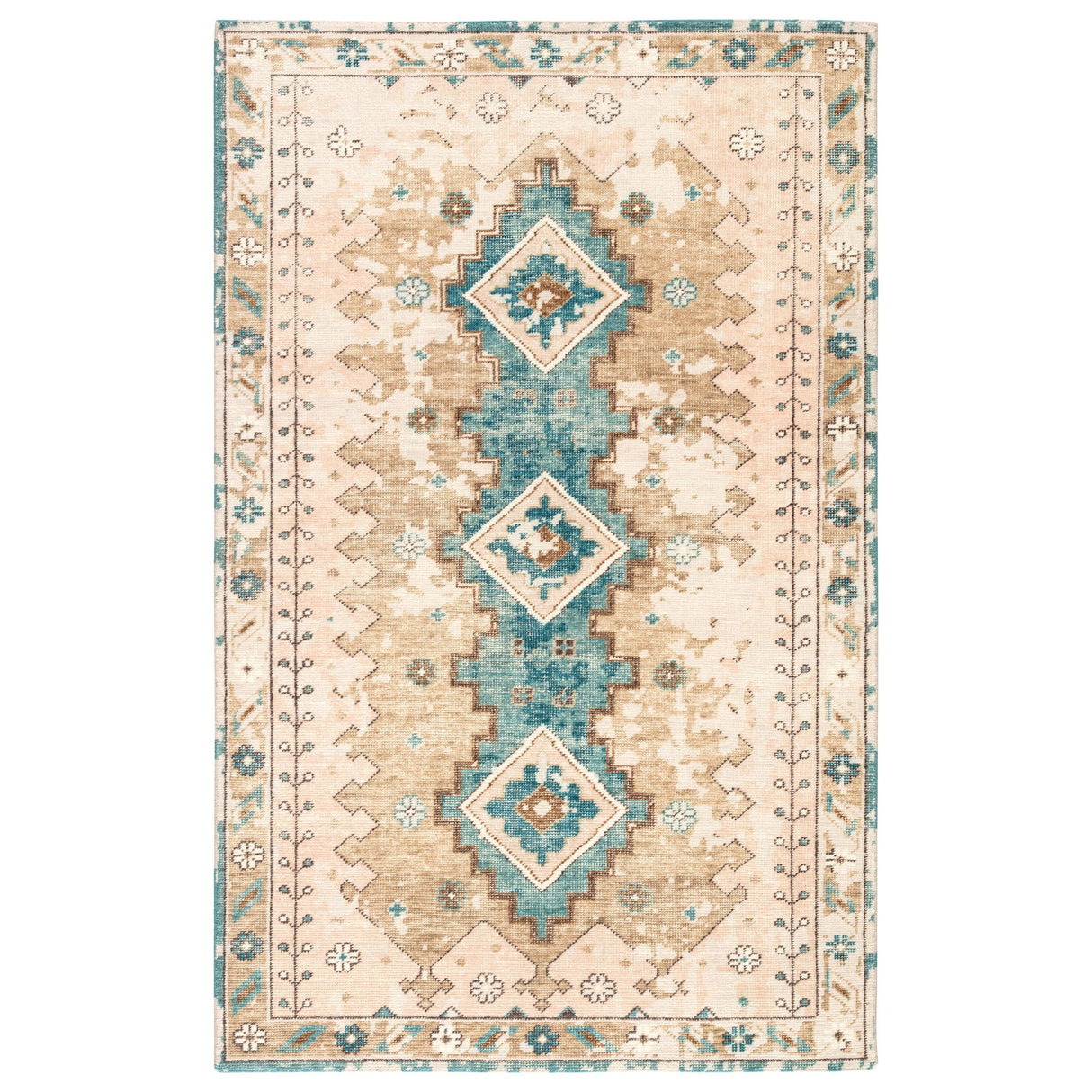 Rugs by Roo | Jaipur Living Pathos Hand-Knotted Medallion Pink Blue Area Rug-RUG142274