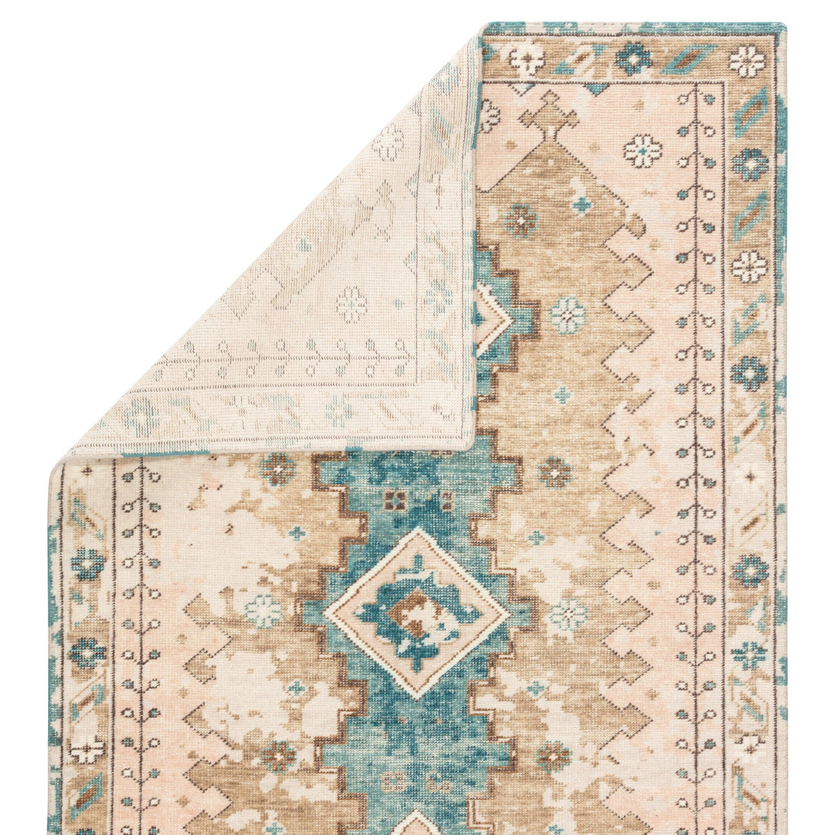 Rugs by Roo | Jaipur Living Pathos Hand-Knotted Medallion Pink Blue Area Rug-RUG142274